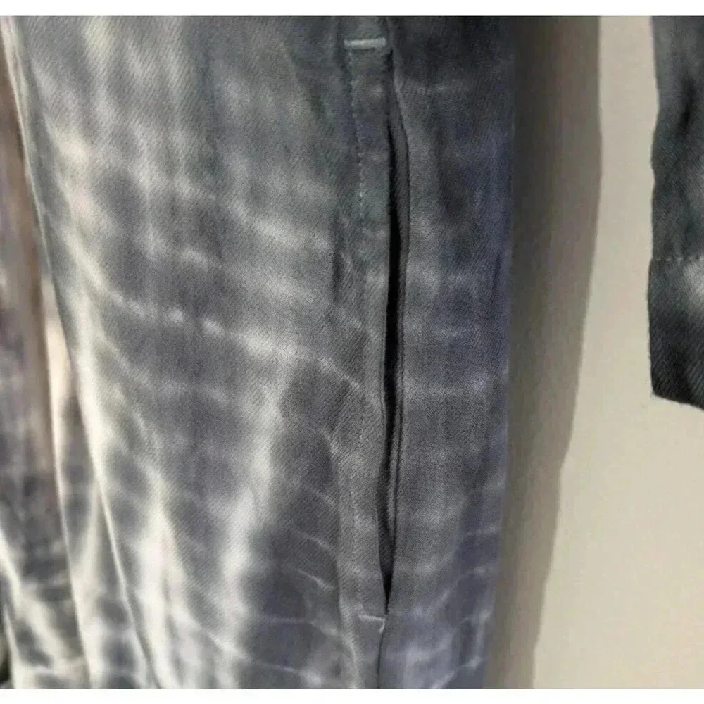 Cloth & Stone Gray Tie Dye 3/4 Sleeve Faux Wrap Romper Size XS Surplice V Neck